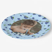 Blueberry 1. Geburtstag Berry Erstes Foto Pappteller (Schrägansicht)