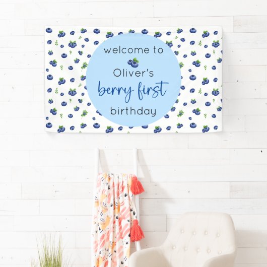Blueberry 1. Geburtstag Berry First Banner (Insitu)