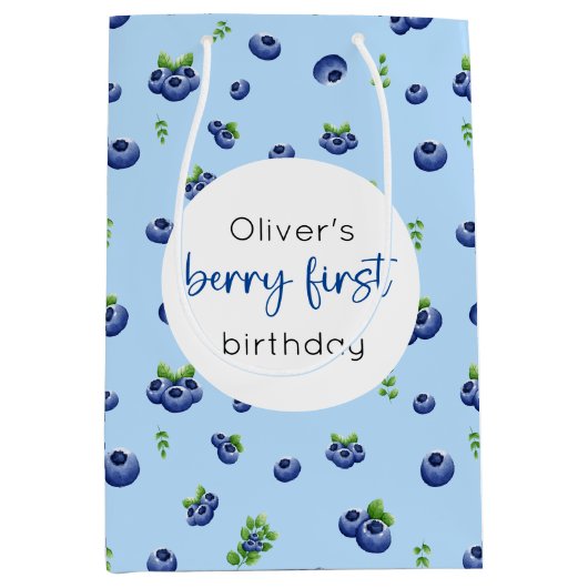 Blueberry 1. Geburtstag Berry First Mittlere Geschenktüte (Vorderseite)