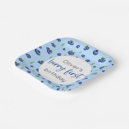 Blueberry 1. Geburtstag Berry First Pappteller (Gewinkelt)