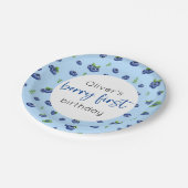 Blueberry 1. Geburtstag Berry First Pappteller (Schrägansicht)