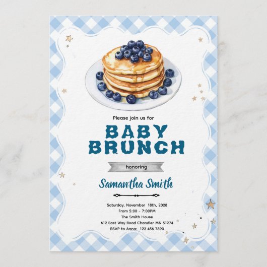 Blueberry Baby Brunch Baby Shower Invitation Einladung (Vorderseite)