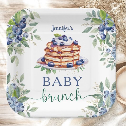 Blueberry Baby Brunch Boy Baby Shower Pappteller