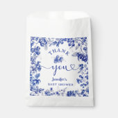 Blueberry Baby Dusche Blue Toile De Jouy Geschenktütchen (Vorderseite)