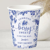 Blueberry Baby Dusche Blue Toile De Jouy Pappbecher