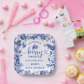 Blueberry Baby Dusche Blue Toile De Jouy Pappteller (Party)