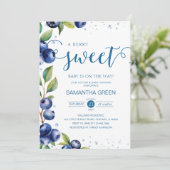 Blueberry Baby Dusche Einladung (Stehend Vorderseite)