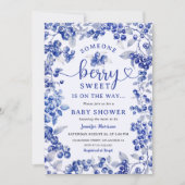 Blueberry Baby Dusche Navy Blue Boy Berry Sweet Einladung (Vorderseite)