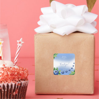 Blueberry Baby Dusche Vielen Dank Tag Quadratischer Aufkleber