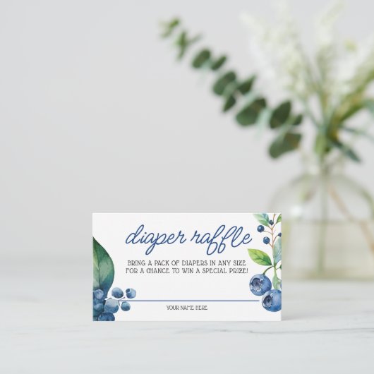 Blueberry Baby Duwer Diaper Raffle Begleitkarte (Stehend Vorderseite)