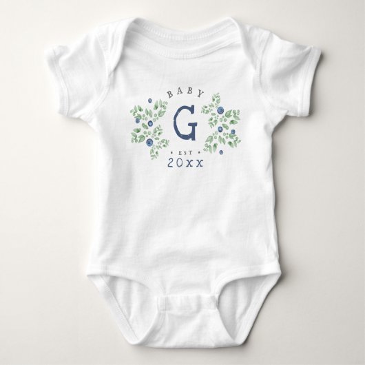 Blueberry Baby Monogram Baby Bodysuit Baby Strampler (Vorderseite)