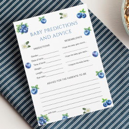 Blueberry Baby Shower Baby Prediction Game Card Einladung
