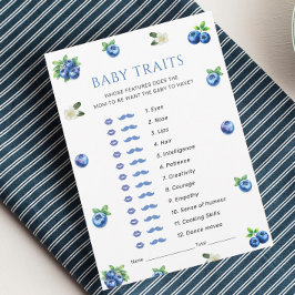 Blueberry Baby Shower Baby Traits Game Card Einladung