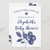 Blueberry Baby Shower Einladung (Vorne/Hinten)