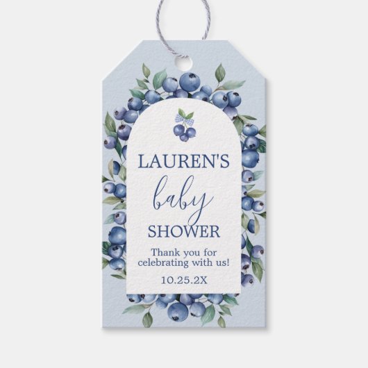 Blueberry Baby Shower Gift Tag Geschenkanhänger (Vorderseite)