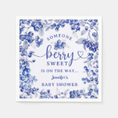 BlueBerry Baby Shower Toile De Jouy Paper Napkin Serviette (Vorderseite)