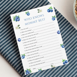 Blueberry Baby Shower Who Knows Mommy Best Game  Einladung