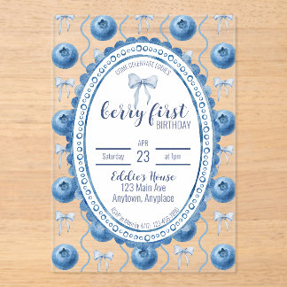 Blueberry Baby's Berry First 1st Birthday Party Acryleinladungen