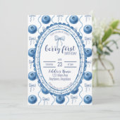 Blueberry Baby's Berry First 1st Birthday Party Einladung (Stehend Vorderseite)
