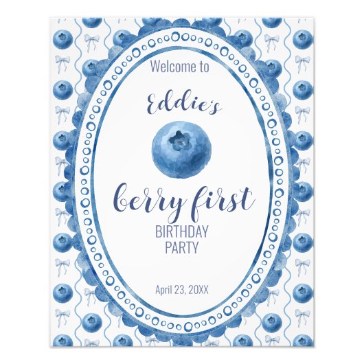 Blueberry Baby's Berry First 1st Birthday Party Fotodruck (Vorne)