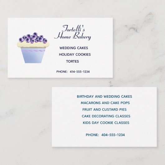 Blueberry Bakery Cupcake Visitenkarte (Vorne/Hinten)