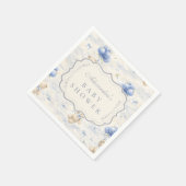 Blueberry Balloon Teddy Toile Baby Shower Serviette (Ecke)