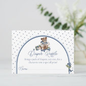 Blueberry Bear Baby Boy Shower Diaper Raffle Einladung (Stehend Vorderseite)