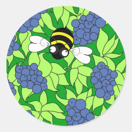 Blueberry Bee Round Sticker (Vorderseite)