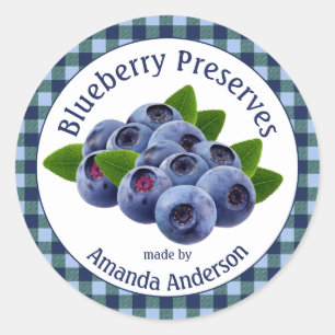 Blueberry behält Kariertes 3" Circle Food Label be Runder Aufkleber