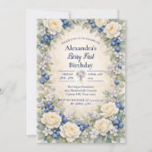 Blueberry Berry Botanical 1st Birthday Einladung (Vorderseite)