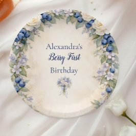 Blueberry Berry Botanical 1st Birthday Pappteller