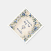 Blueberry Berry Botanical 1st Birthday Serviette (Ecke)