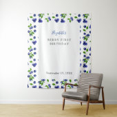 Blueberry Berry erster Geburtstag Einfache Hinterg Wandteppich (Beispiel)