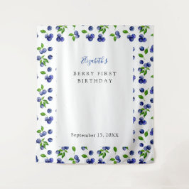 Blueberry Berry erster Geburtstag Einfache Hinterg Wandteppich