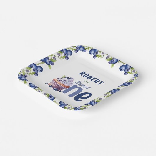 Blueberry Berry Erster Geburtstag Pappteller (Gewinkelt)