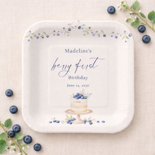 Blueberry Berry First Birthday Cake Pappteller