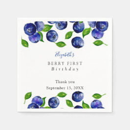 Blueberry Berry First Birthday Watercolor Einfach Serviette