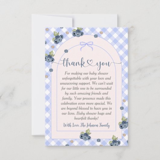 Blueberry Berry Sweet Baby Boy Baby Dusche Dankeskarte (Vorderseite)