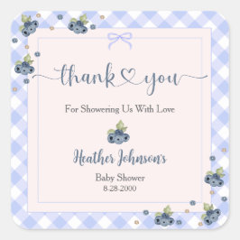 Blueberry Berry Sweet Baby Boy Baby Dusche Quadratischer Aufkleber