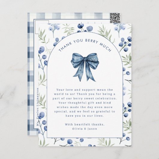 Blueberry Berry Sweet Baby Danke Postcard Postkarte (Vorne/Hinten)