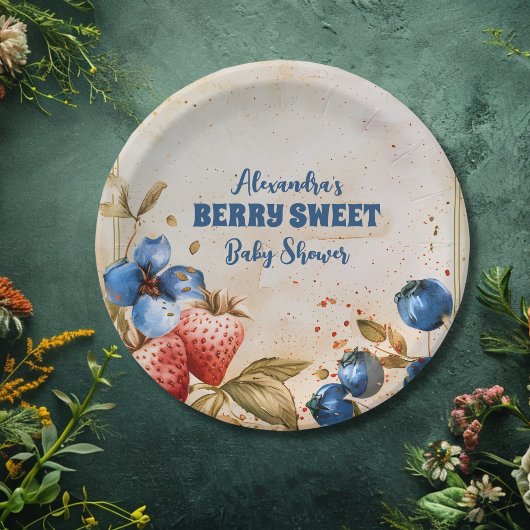 Blueberry Berry Sweet Baby Dusche Pappteller