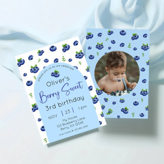 Blueberry Berry Sweet Birthday Foto Einladung