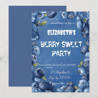 blueberry Berry Sweet birthday party Invitation Einladung