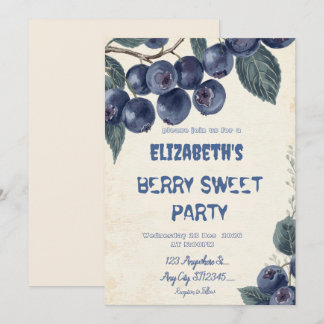 blueberry Berry Sweet birthday party Invitation Einladung