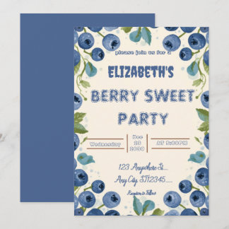 blueberry Berry Sweet birthday party Invitation Einladung