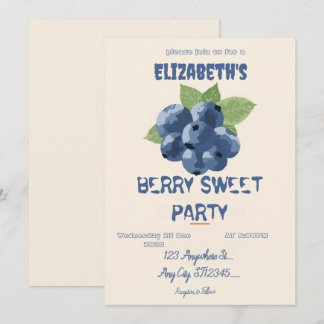 blueberry Berry Sweet birthday party Invitation Einladung