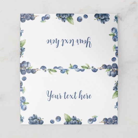 Blueberry Berry Sweet Birthday Party Platzkarte (Außenseite Aufgefaltet)