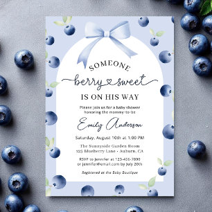 Blueberry Berry Sweet Boy Bow Baby Dusche Einladung