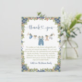 Blueberry Berry Sweet Clothesline Baby Dusche Dankeskarte (Stehend Vorderseite)