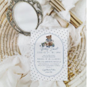 Blueberry Berry Sweet Dusty Blue Boy Baby Dusche Einladung